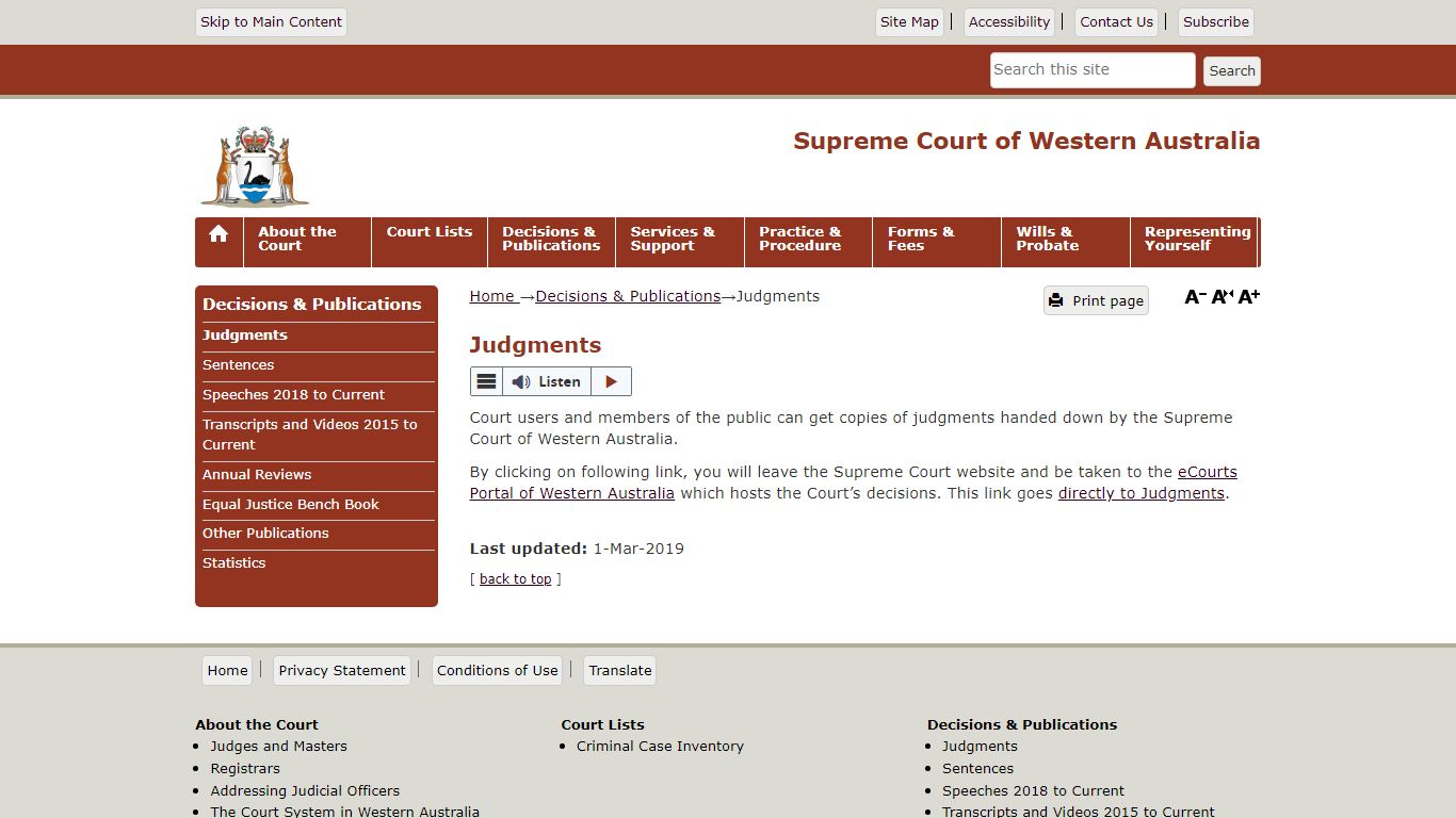 Judgments - Supreme Court of Western Australia